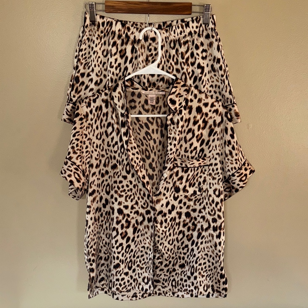 Victoria's Secret Leopard Print Satin Pajama Set